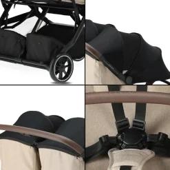 Deryan Buggy'S<Luxe Rolo X2 Dubbele Buggy - Inklapbaar Cream-Black
