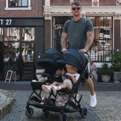 Deryan Buggy'S<Luxe Rolo X2 Dubbele Buggy - Inklapbaar Zwart