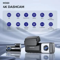 Azdome Dashcams<M360 2CH 4K Wifi GPS 64gb dashcam
