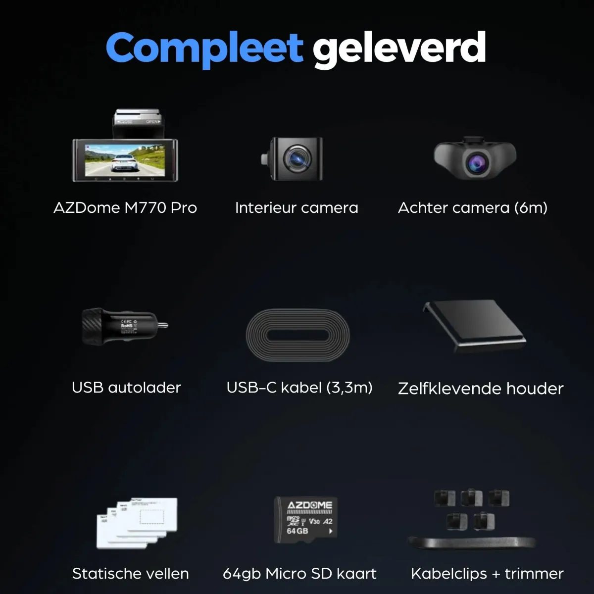 Azdome Dashcams>M770 Pro 3CH 4K Wifi GPS 64gb dashcam