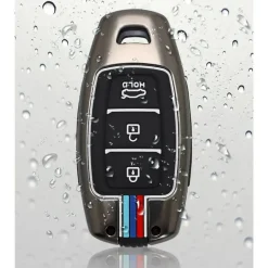 Dutch Shield Autosleutelhoesjes<Metalen Sleutelhoesje voor Hyundai grijs D3