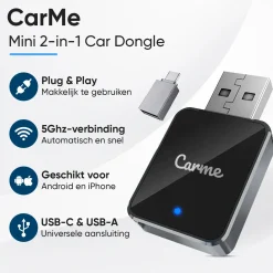 CarMe Draadloze Ontvangers>Mini 2-in-1 CarPlay & Android Auto Dongle V2