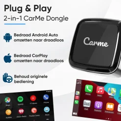 CarMe Draadloze Ontvangers<Mini 2-in-1 CarPlay & Android Auto Dongle V3