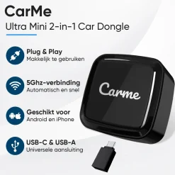 CarMe Draadloze Ontvangers<Mini 2-in-1 CarPlay & Android Auto Dongle V3