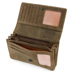 DAMES Bear Design Portemonnees>Nature - Dames portemonnee - Leer - 2 ritsvakken