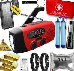 Noodradio Noodpakketten<Noodpakket L met Powerbank--Waterfilter
