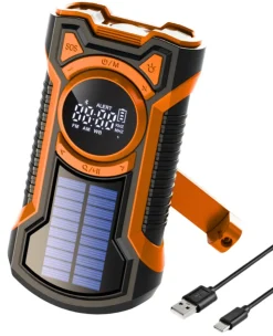 Thousandtravelmiles Audio|Noodradio'S<Noodradio met solar dynamo Bluetooth en powerbank Oranje