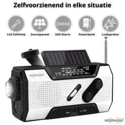 Noodradio Audio|Noodradio'S<® Solar Opwindbaar Met Batterijen Wit