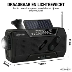 Noodradio Audio|Noodradio'S<® Solar Opwindbaar Met Batterijen Zwart