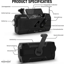 Noodradio Audio|Noodradio'S<® Solar Opwindbaar Met Batterijen Zwart