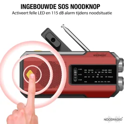 Noodradio Audio|Noodradio'S<Solar Powerbank Opwindbaar Rood