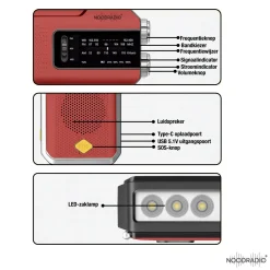 Noodradio Audio|Noodradio'S<Solar Powerbank Opwindbaar Rood