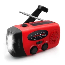 Noodradio Audio|Noodradio'S<® Solar Powerbank Opwindbaar Rood