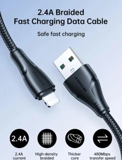 Joyroom Stekkers & Kabels>Nylon Lightning kabel - 0.25m