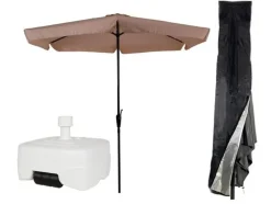 Cuhoc Parasols & Windschermen|Parasols & Windschermen>Parasol Taupe Ø3m Met Voet En Hoes