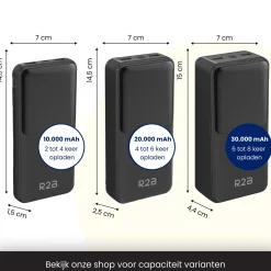 R2B Powerbanks|Powerbanks>Powerbank 30000 mAh met Ingebouwde Kabels