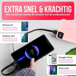 Strex Powerbanks|Powerbanks<Powerbank 27.000mAh Roze