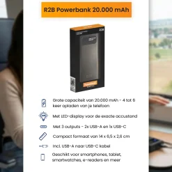 R2B Powerbanks|Powerbanks<Powerbank 20000 mAh Snellader & LED Display