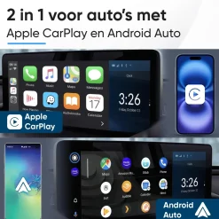 CarMe Draadloze Ontvangers<Premium 2-in-1 CarPlay & Android Auto Dongle