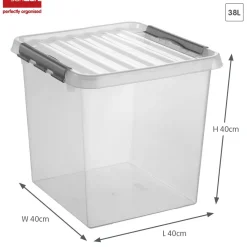 Sunware Opbergmanden En- Kratten>Q-line - Opbergbox - 38L transp. - 2-delig