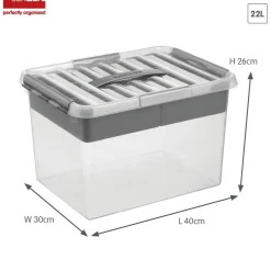 Sunware Opbergmanden En- Kratten>Q-line - Opbergbox met inzet - 22L - 2-delig