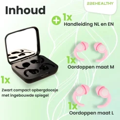 2BEHEALTHY Oordoppen>Reis/Slaap oordoppen - 2 Paar (M&L) - Roze