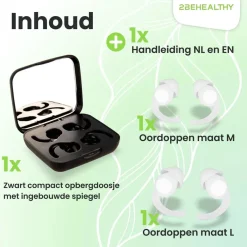 2BEHEALTHY Oordoppen<Reis/Slaap oordoppen - 2 Paar (M&L) - Wit