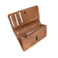 DAMES Bear Design Portemonnees>Sigrid - Leren portemonnee - Overslag - 15 pasjes