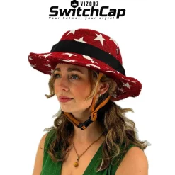 Vizorz Fietshelmen Voor Volwassenen>SwitchCap fietshelm - Red stars classic