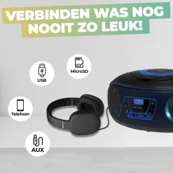 Denver Audio<TDB212PINK DAB+/FM Radio Boombox Zwartblauw