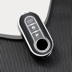 Dutch Shield Autosleutelhoesjes>TPU Sleutelhoesje voor Fiat / Abart zwart A3