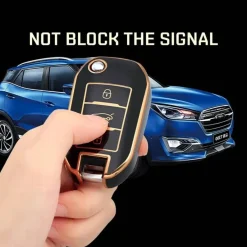 Dutch Shield Autosleutelhoesjes>TPU Sleutelhoesje voor Peugeot goud A3