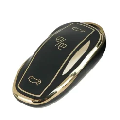 Dutch Shield Autosleutelhoesjes>TPU Sleutelhoesje voor Tesla Model 3-Y-S goud