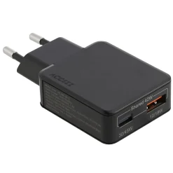 Accezz Stekkers & Kabels>Ultra Slim GaN Charger 45W - USB-A + USB-C