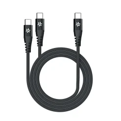 Celly Stekkers & Kabels<USB-C naar dubbele USB-C oplaadkabel 100W