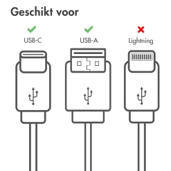 Imoshion Stekkers & Kabels<USB-C naar USB A kabel - 1 meter Wit