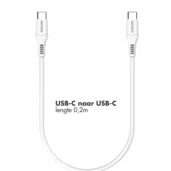 Accezz Stekkers & Kabels<USB-C naar USB-C kabel 0,2 meter Wit