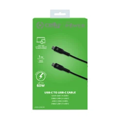 Celly Stekkers & Kabels<USB-C naar USB-C kabel 1m 60W opladen