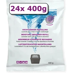 Bullstore Interieurverzorging<Vochtvanger navulling - 24x - 400 gram - lavendel
