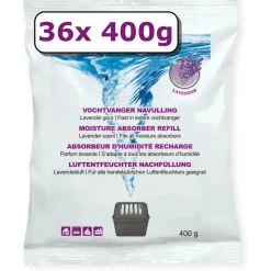 Bullstore Interieurverzorging>Vochtvanger navulling - 36x - 400 gram - lavendel