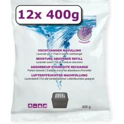Bullstore Interieurverzorging>Vochtvanger navulling - 12x - 400 gram - lavendel