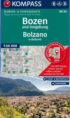 Kompass Wandelkaarten<Wandelkaart WK54 Bolzano und Umgebung