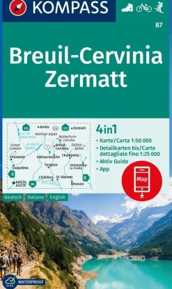 Kompass Wandelkaarten<Wandelkaart WK87 Breuil - Cervinia Zermatt
