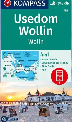 Kompass Wandelkaarten<Wandelkaart WK738 Usedom - Wollin