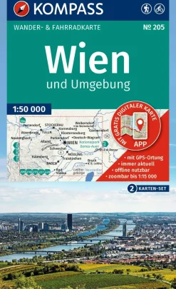 Kompass Wandelkaarten<Wandelkaart WK205 Wien und Umgebung