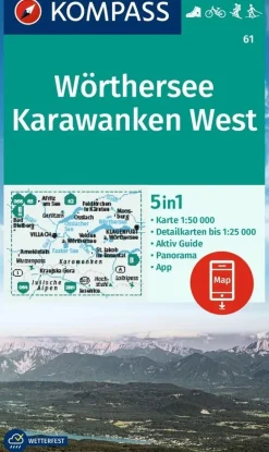 Kompass Wandelkaarten<Wandelkaart WK61 Wörthersee - Karawanken West