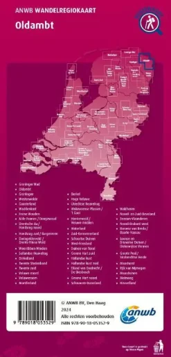 ANWB Wandelkaarten|Wandelkaarten<Wandelregiokaart Oldambt