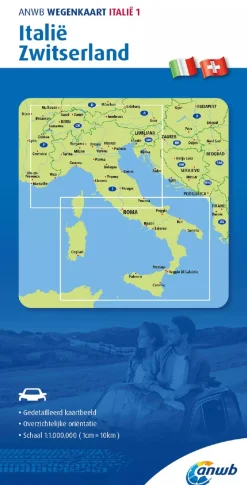 ANWB Wegenkaarten & Atlassen|Wegenkaarten<Wegenkaart Italie en Zwitserland