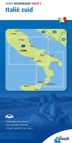 ANWB Wegenkaarten & Atlassen|Wegenkaarten<Wegenkaart Italië-Zuid