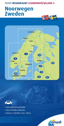 ANWB Wegenkaarten & Atlassen|Wegenkaarten<Wegenkaart Noorwegen en Zweden
